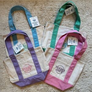 Trader Joe’s Mini Pastel Canvas Tote Bag 4 Set